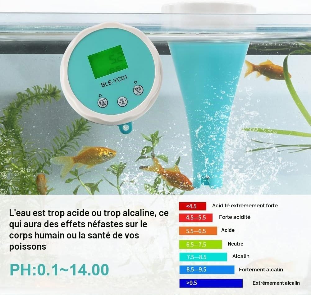 Testeur d'eau 6 en 1, analyseur de qualité de l'eau de Spa de Piscine avec sonde de Test numérique, température PH CL EC TDS ORP for Piscine, Aquarium, Laboratoire