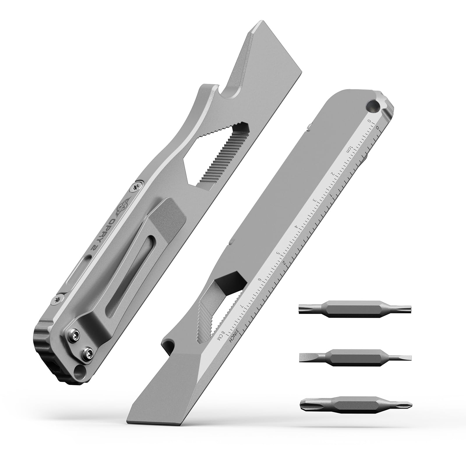 OKNIFE Opry Multitool EDC Ti Pry Bar Set, Bottle Opener, Nail Puller with Hex Wrench, Screw and Pocket Clip
