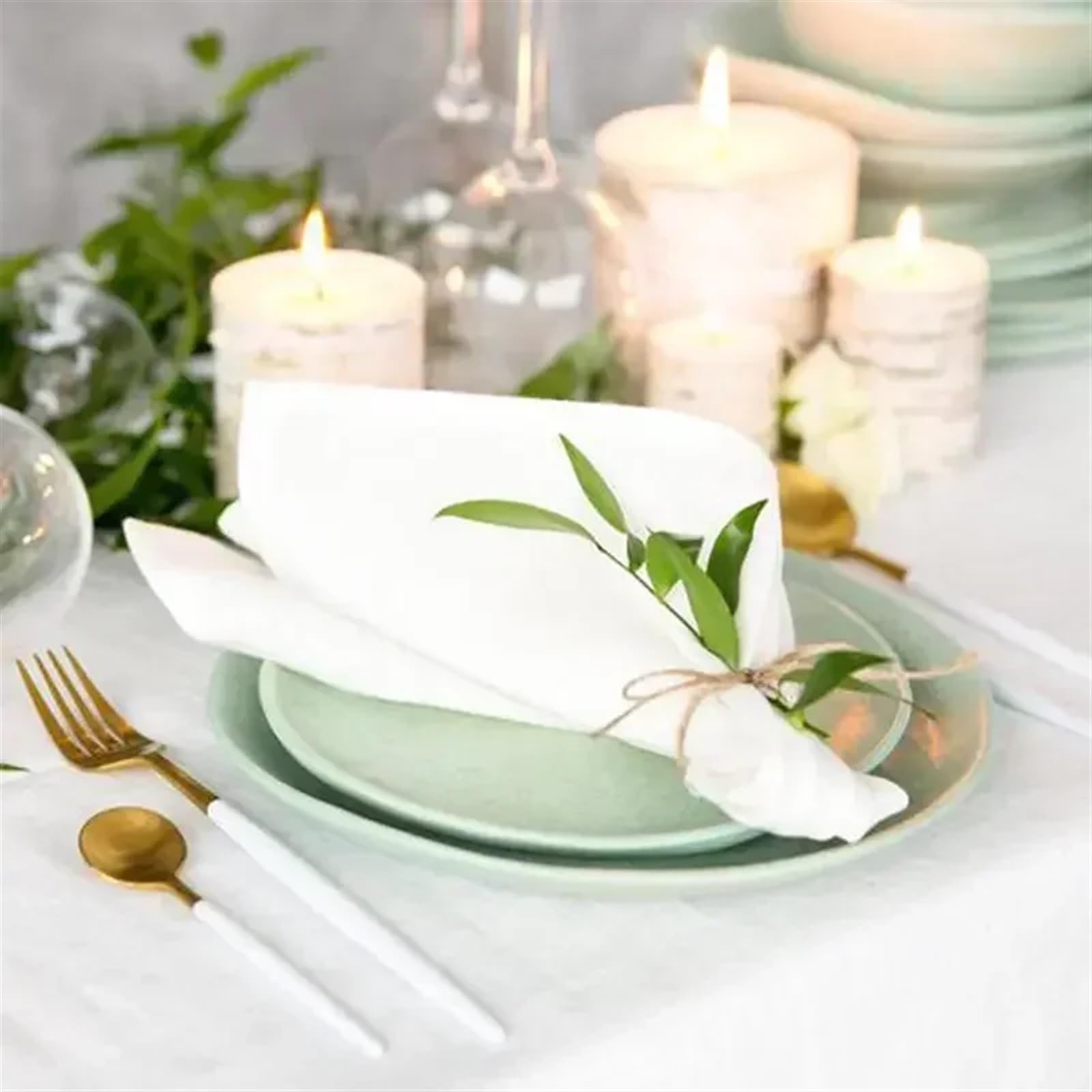 Servilletas de Tela 12 servilletas de Lino, servilletas de Tela de Lino, servilletas de Mesa for cenas de Bodas, 4 tamaños Disponibles(White 40x40cm)