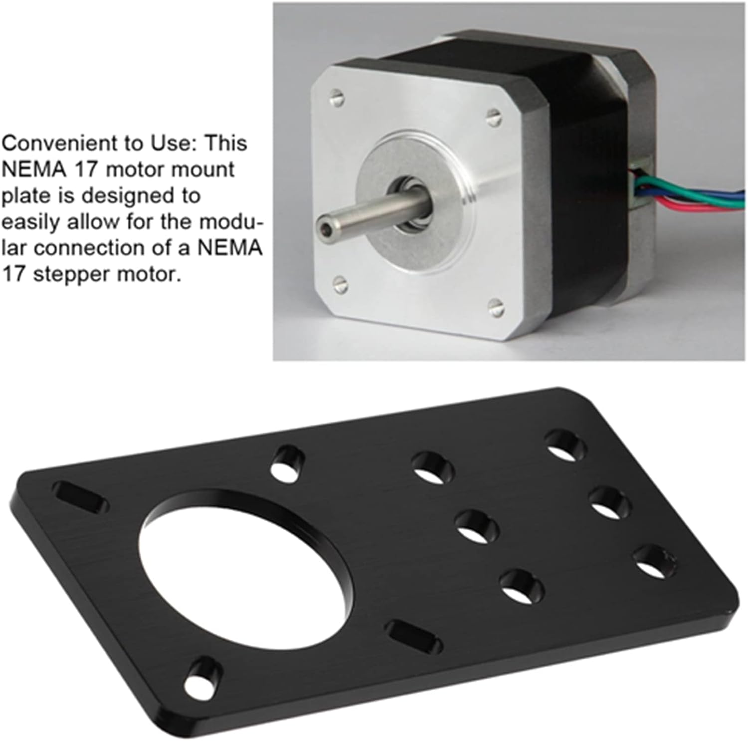 review NEMA 17 Motor Mount Plate,Motor Mount Plate NEMA 17 Anodized Aluminum Stepper Motor Mounting Plate Aluminum Alloy Mounting Plate for 3D Printer Accessories(Black)