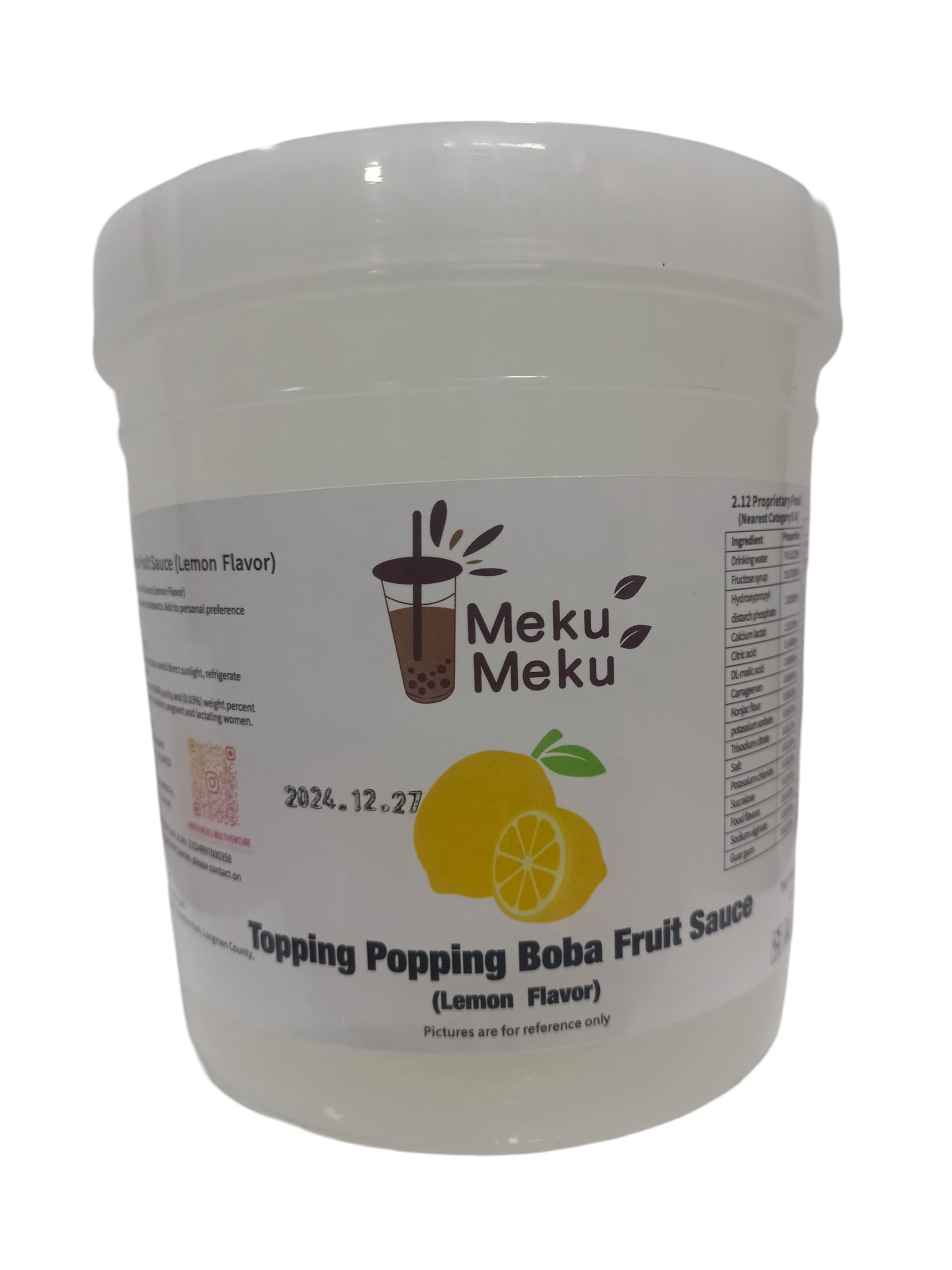Meku Meku Lemon Flavour Popping Premium Boba Pearls (1.3kg) Soft and Chewy, Perfect for Bubble Tea & More!