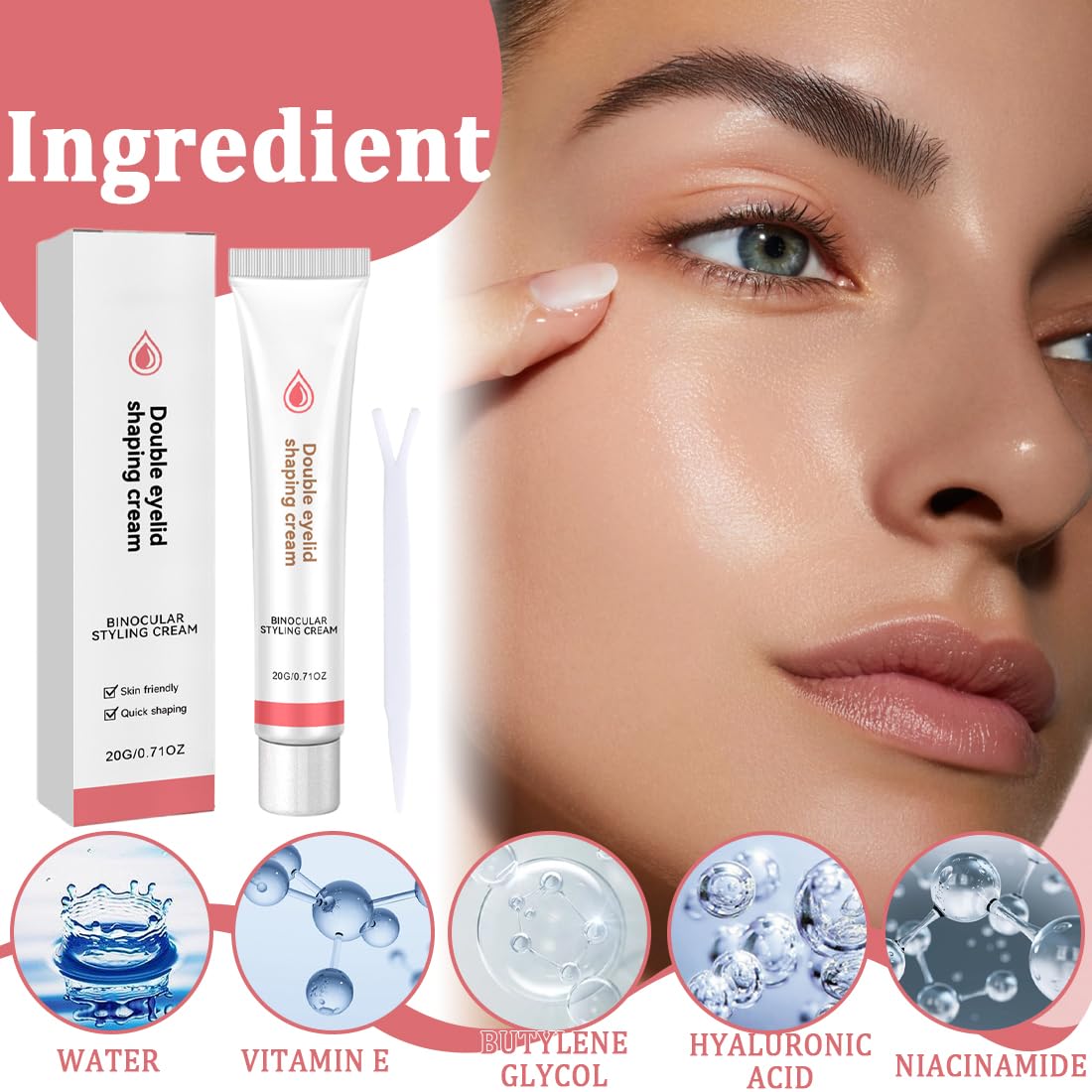 Cinta invisible de Doble Párpado,Crema para el contorno de párpados dobles, Levanta los Párpados sin Cirugía, Delicada con la Piel, Natural