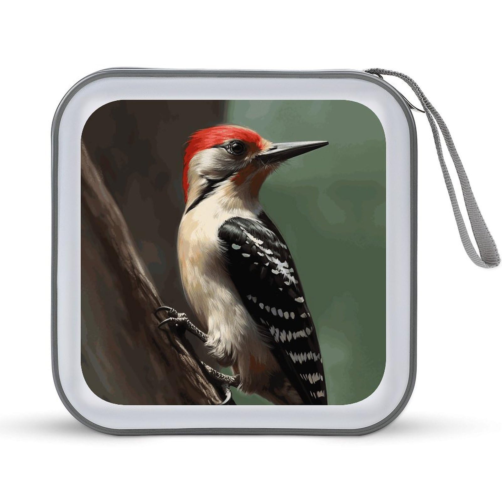 VstaDank Woodpecker CD Case with Hand Strap Lightweight DVD Wallet Holder 40 Capacity CD/DVD Case Wallet Protective CD Wallet CD/DVD Portable Storage Binder for Car Home Office