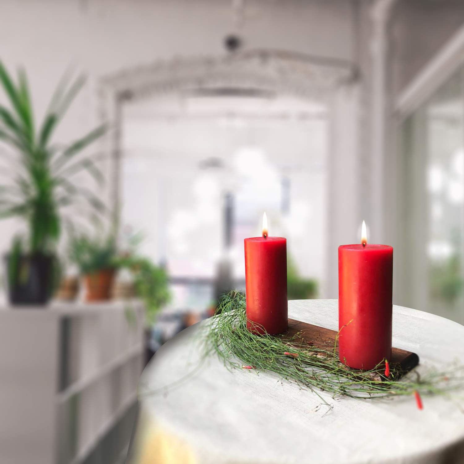 Simply Soson Premium 3x4 Inch Red Pillar Candles Set of 3 - Unscented Candles - Large Candle for Candle Holders Velas Decorativas Red Candles Pillar Colored Candles Fall Pillar Candles Bulk