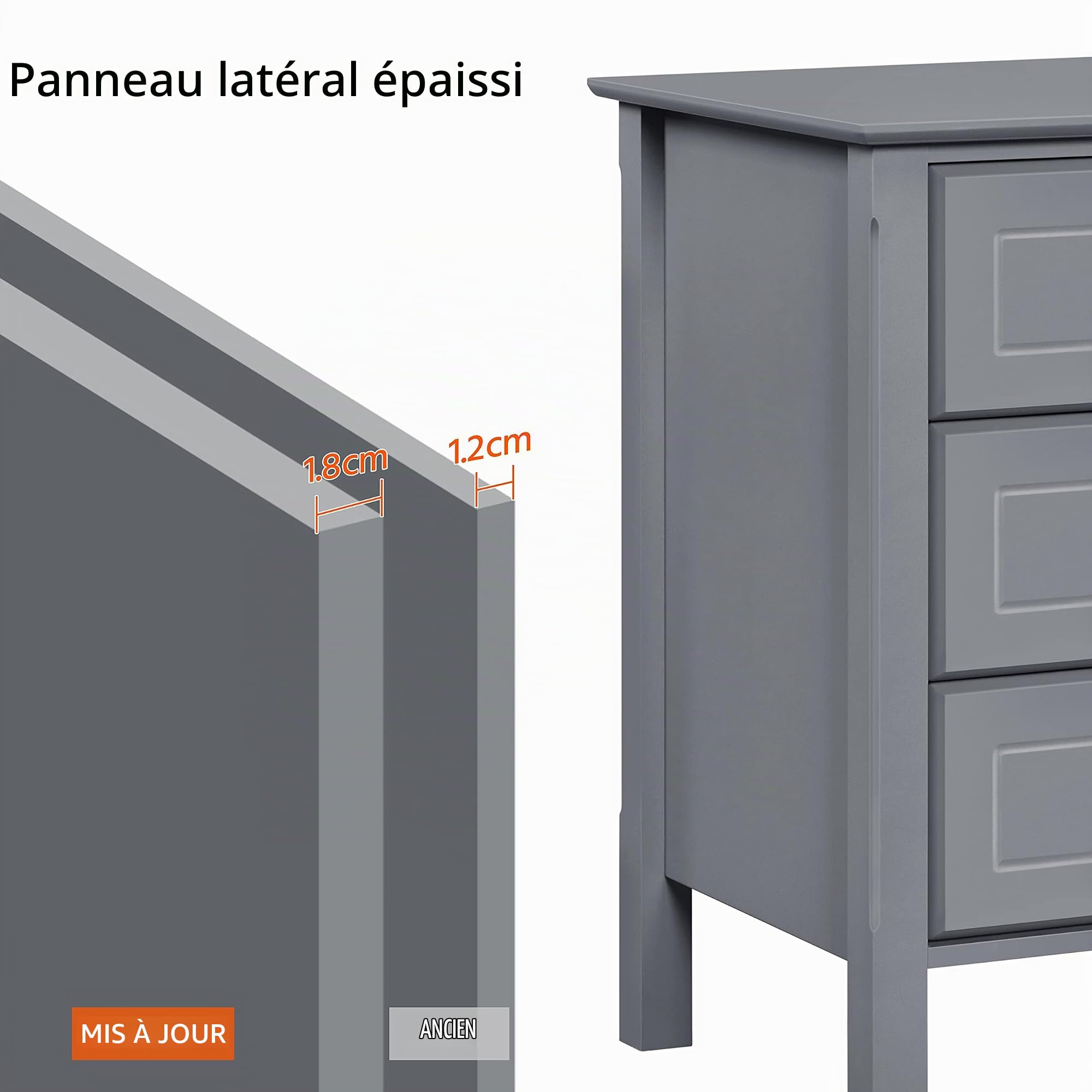 Yaheetech Lot de 2 Tables de Chevet Table de Nuit 40x40x60 cm Gris Foncé
