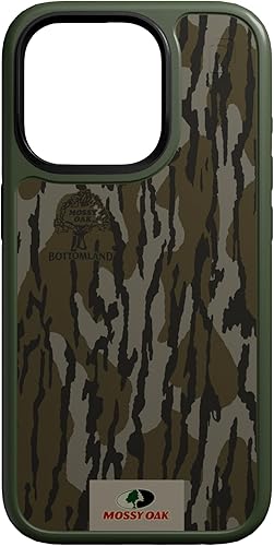 cellhelmet Mossy Oak Bottomland - Funda de doble capa en verde oliva diseñada para iPhone 15 Pro compatible con MagSafe certificada a prueba de