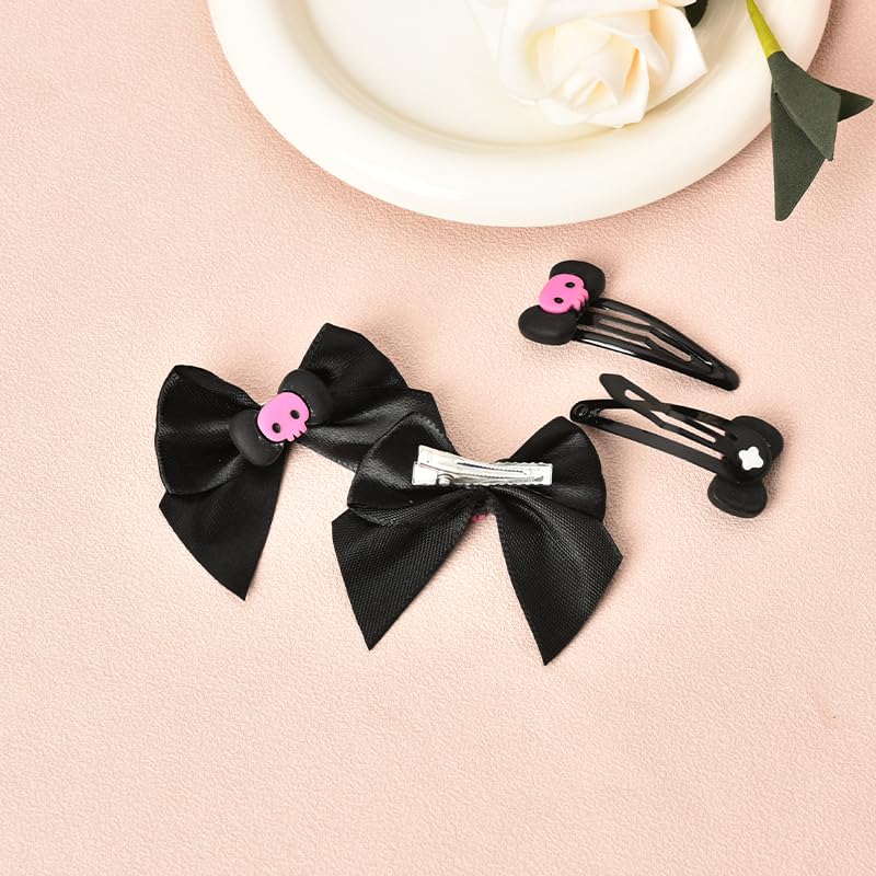 Miniatura 6 de Pinzas para el pelo de calavera de Halloween para niñas, pasadores góticos para el cabello para adolescentes, accesorios góticos negros Y2K para el