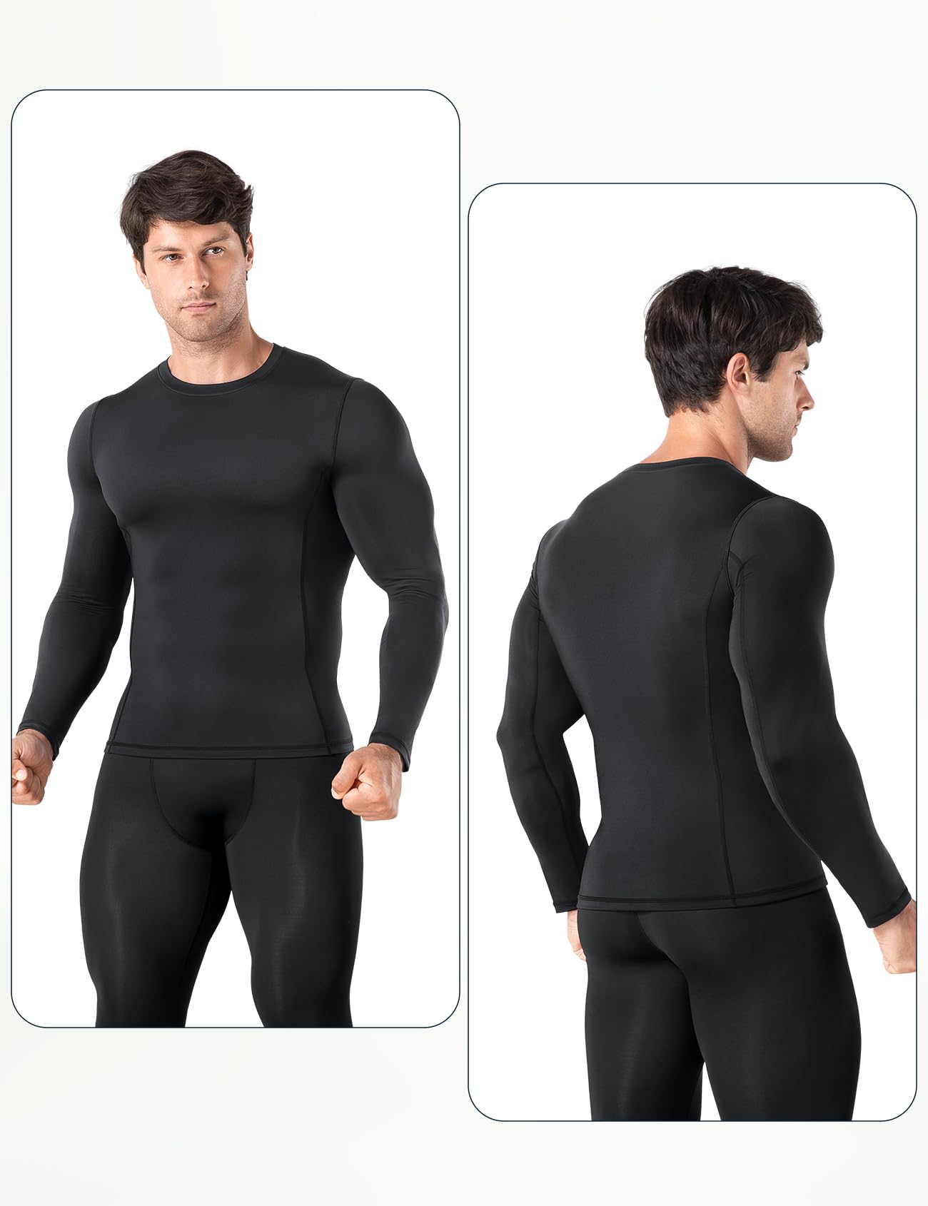 Niksa Kompressionsshirt Herren Langarm, Sportshirt Männer Atmungsaktiv & Schweißableitend, Funktionsshirt für Fitness, Laufen, Gym, Training (1er/2er Pack)