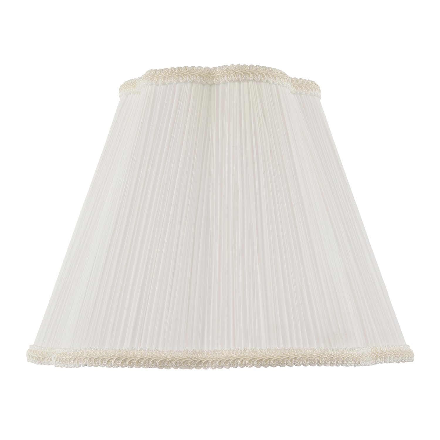 Happy Homewares White Victorian Pleated Faux Silk Lamp Shade With Embroidered Trims