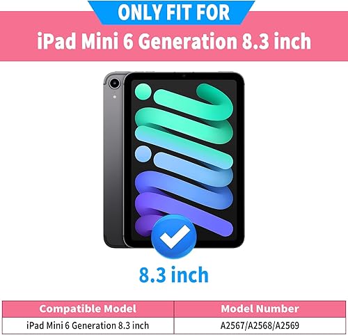Miniatura 2 de Funda para iPad mini 6 para iPad mini 7 (A17 Pro) de 8.3 pulgadas con correa para el hombro, llavero de unicornio, soporte de silicona para tableta