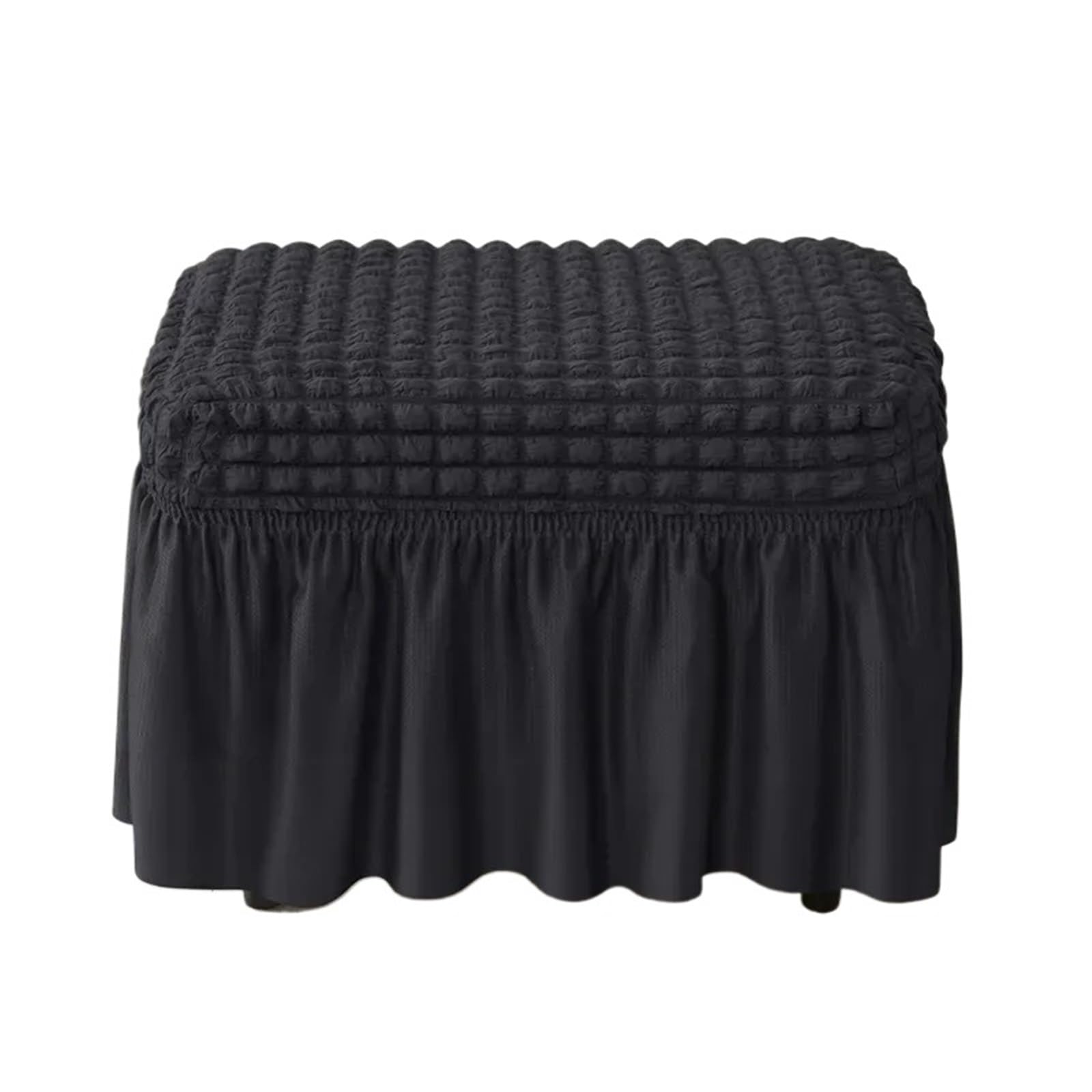 YXINAER Foot Stool Cover Plaid Ottoman Cover with Skirt Stretch Solid Color(B6 Footstool Cover)