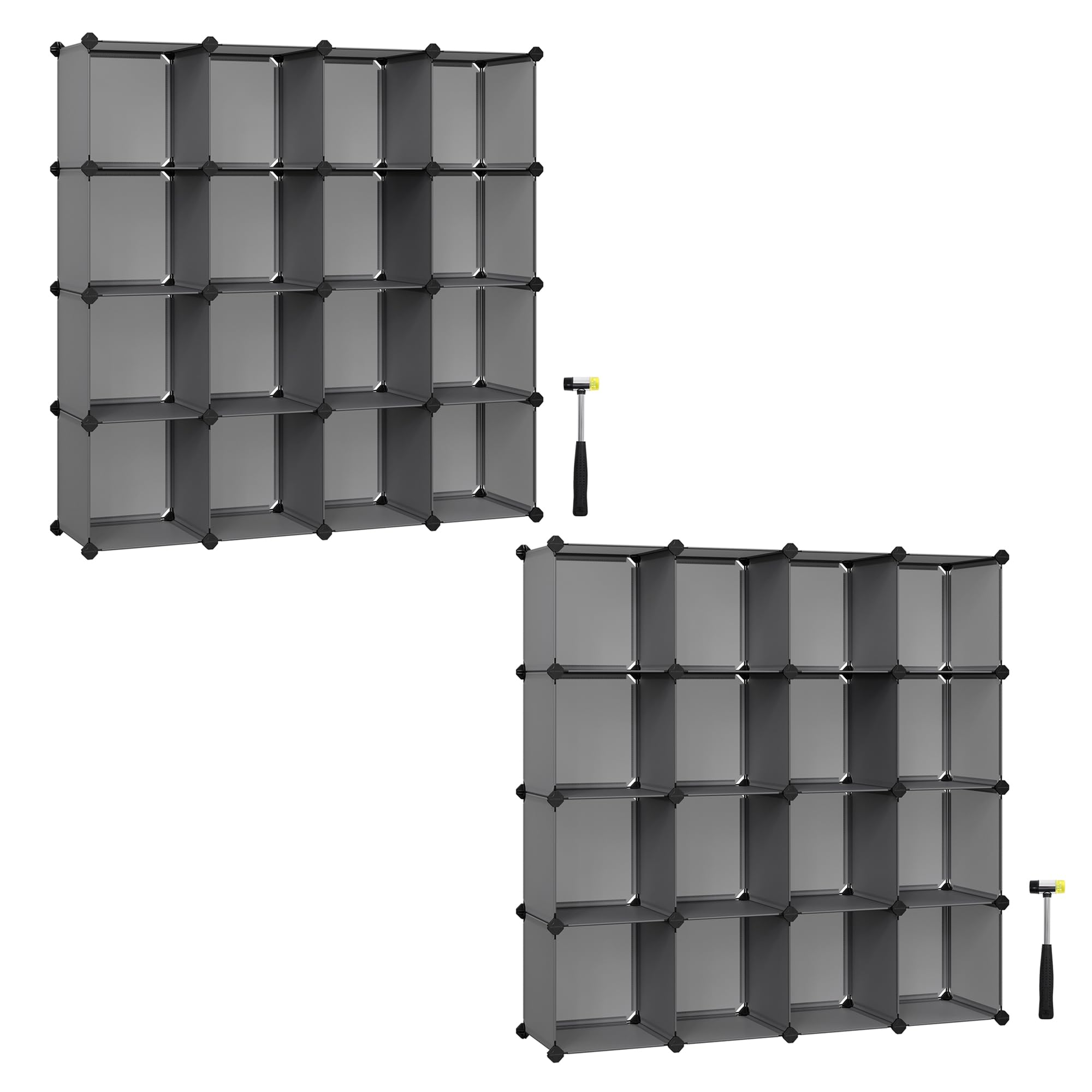 SONGMICS Kistenregal 2er Set, Stecksystem mit 16 Würfeln