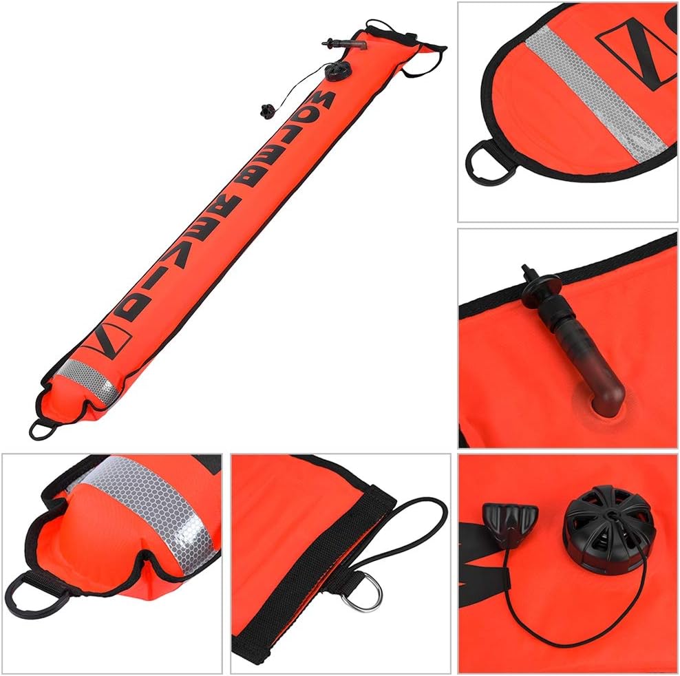 Marker,5FT High Visibility Inflatable Diving SMB Marker Buoy (Red)