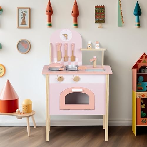 Miniatura 5 de Juego de cocina para niños de 3 a 8 años, juego de cocina de madera para niños, juego de cocina de chef para niños pequeños, juguetes de cocina con