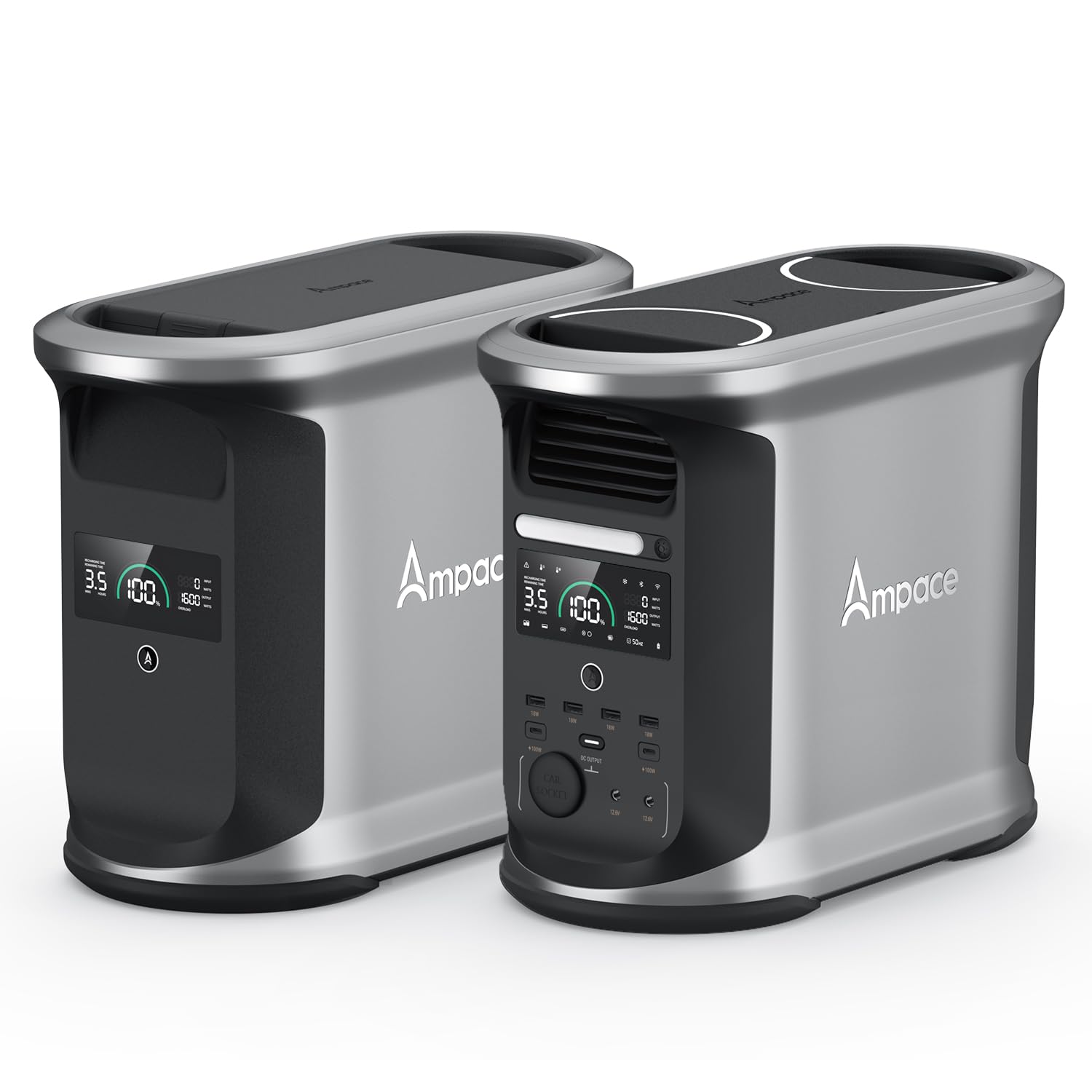 AMPACE 2924Wh Power Station Andes 1500 with 1 Extra Battery 2400W Surge 3600W AC Output Solar Generator for