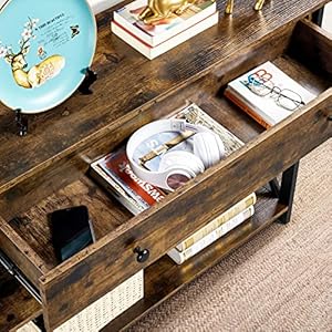 Yaheetechtvstandwithpoweroutletsentertainmentcenterwithdrawermediaconsoletablefortvupto45inchwithstorageshelfforbedroomlivingroomhallwaymetalframerusticbrown Urban Country Home Decor Yaheetech tv stand with power outlets entertainment center with drawer media console table for tv up to 45 inch with storage shelf for bedroomliving roomhallway metal frame rustic brown urban country home decor