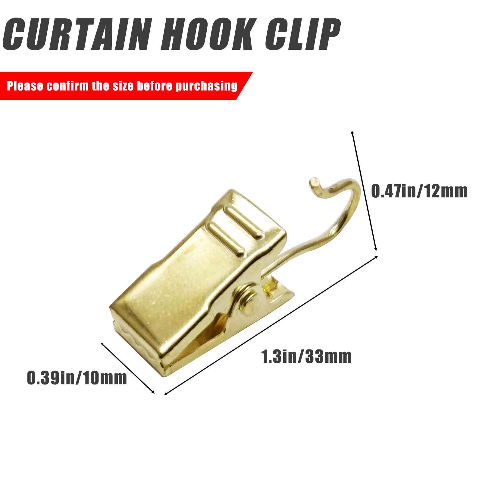 Metal Hook Curtain Clips, 40Pcs Curtain Photo Clips with Hooks for Home Decor, Photo, Craft Display (Gold)