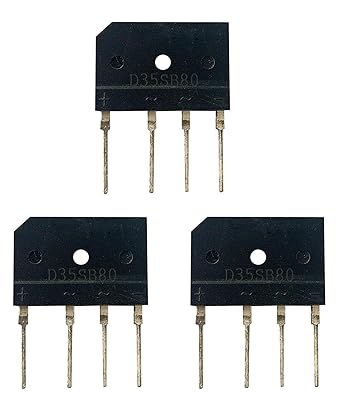 Wizzo {Pack of 3 Pieces) D35SB80 Single Phase 800V 35A Through Hole Bridge Rectifier, Electronic Components, Multipurpose Use, Electronic Circuit Repair