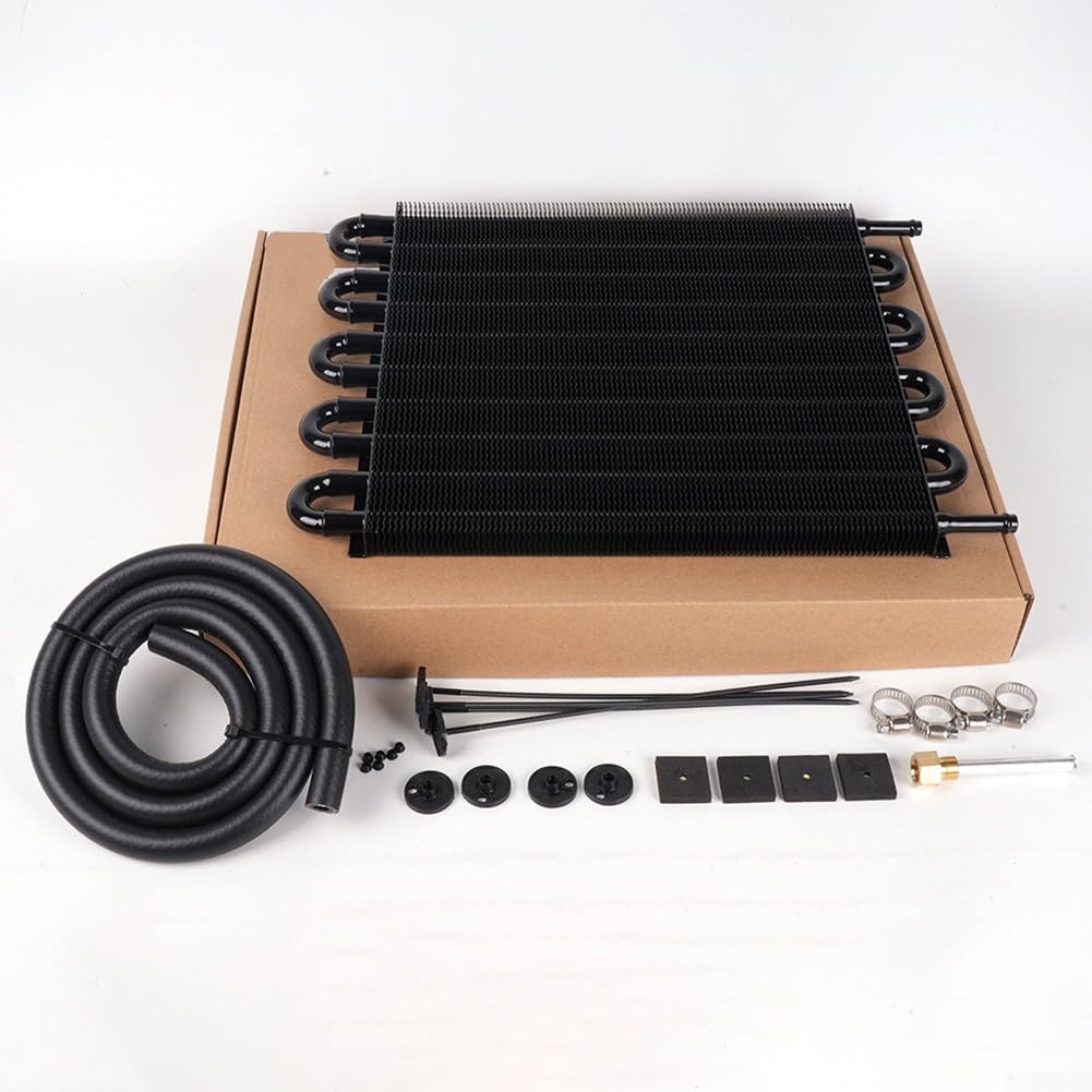 Kit radiatore olio in alluminio per sistemi di raffreddamento trasmissione auto con hardware di montaggio e compatibilità paraurti anteriore