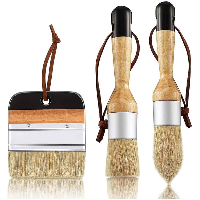 WBYHGY 3Pack Chalk and Wax Paint Brushes Bristle Stencil Brushes for