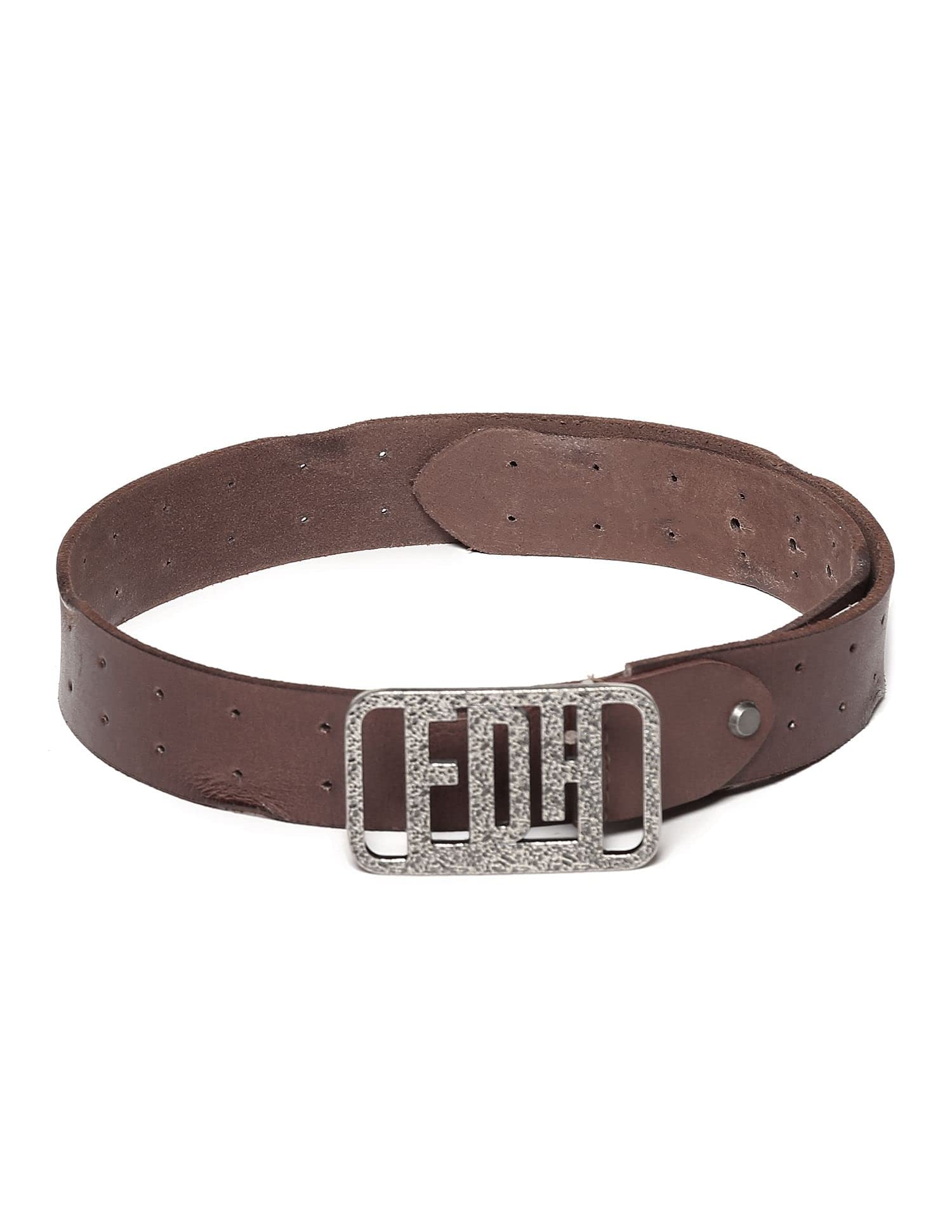 Ed HardyBrown Textured Buckle Leather Belt