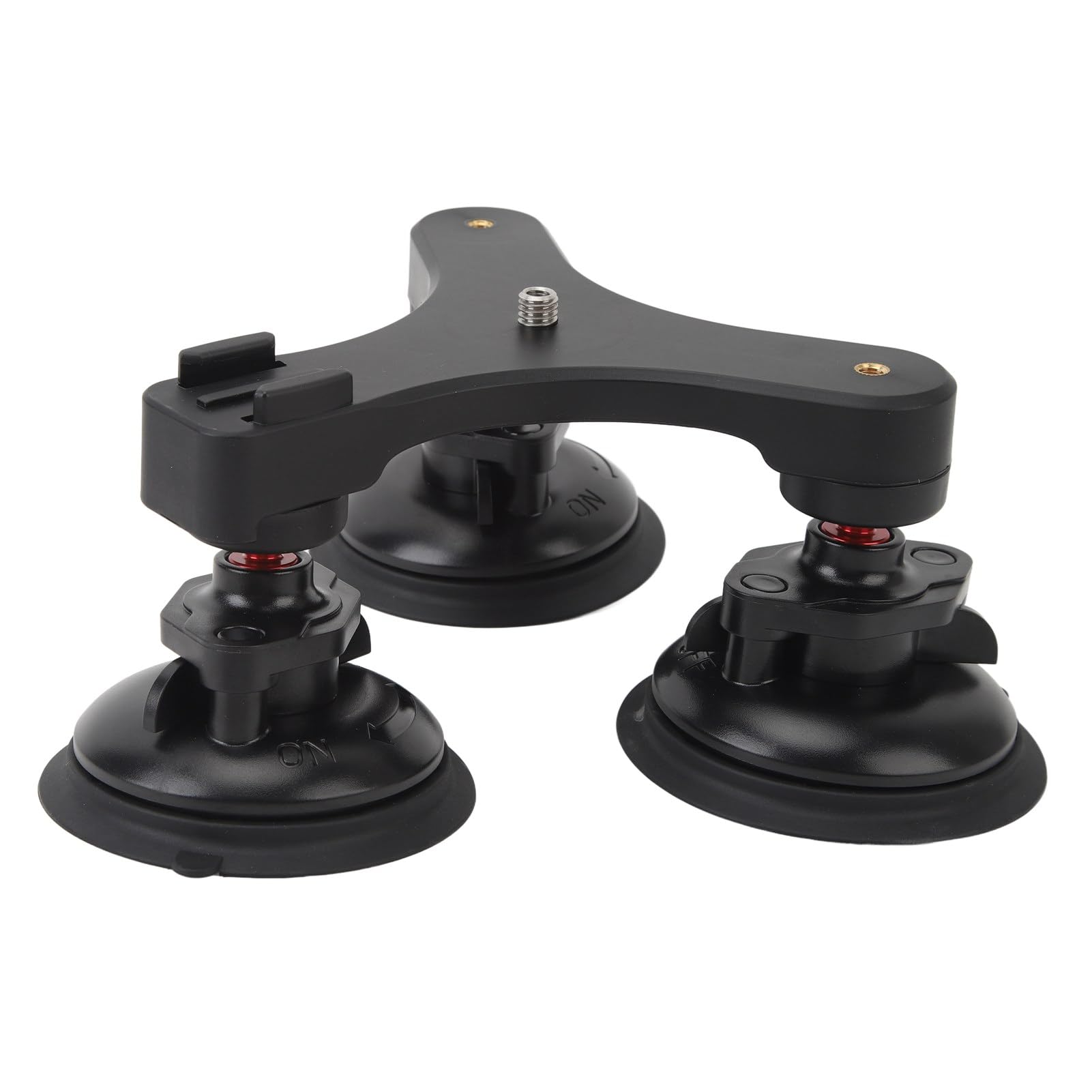 Supporto per videocamera a ventosa per auto, montaggio a tre ventose con testa sferica a 360° e filettatura da 1/4 di pollice, supporto a ventosa ad alta aderenza per action camera