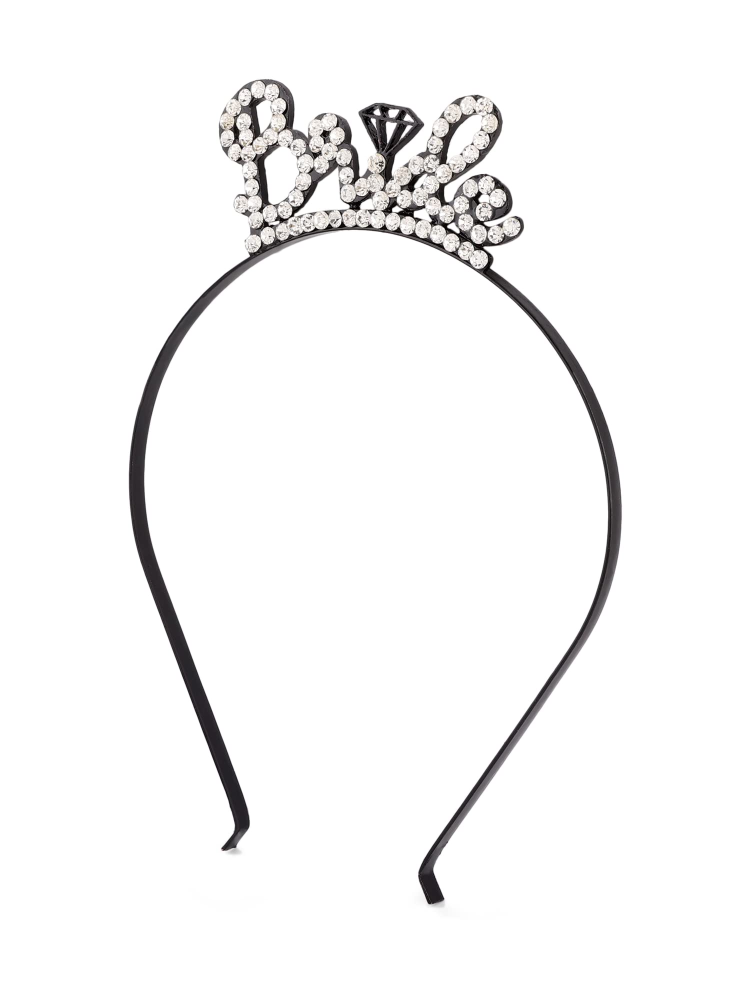 Black Plated Dazzling Austrian Diamonds Studded Bride Hair Band For Women-ZPFK13156-image-7
