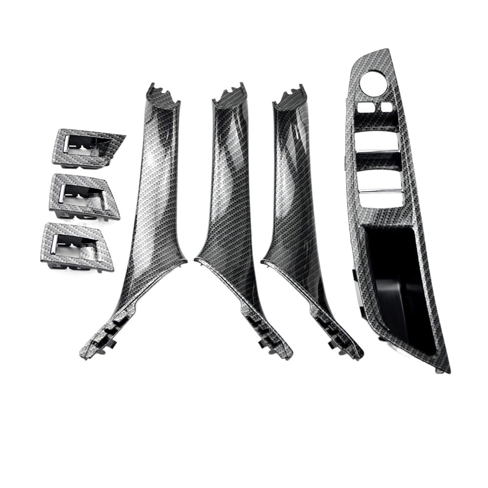 OEXRIGRU Car Interior Door Handles for BMW 5 Series F10/F11/F18 2010-2017 Car Inner Door Handle Panel Pull Trim Cover(CarbonFiber RHD 7PCS)