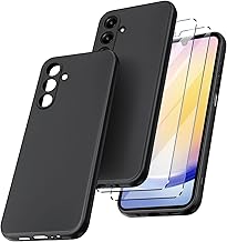 New&Teck Coque pour Samsung Galaxy A25 5G + 2 Verre Trempé Protection écran, Housse Etui en Silicone TPU Souple, Bumper avec Coins Renforcés Protection Claire (Noir)