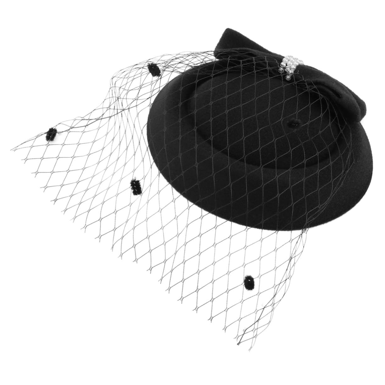 Beavorty Hat Hairpin Bridal Wedding Hair Accessories Black Multi-layer Bowknot Tophat Hair Barrette