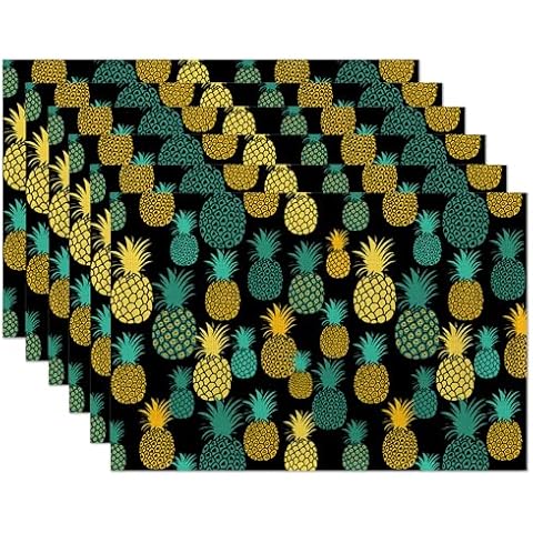 Pineapple Placemats Set of 6, Heat Resistant Cover