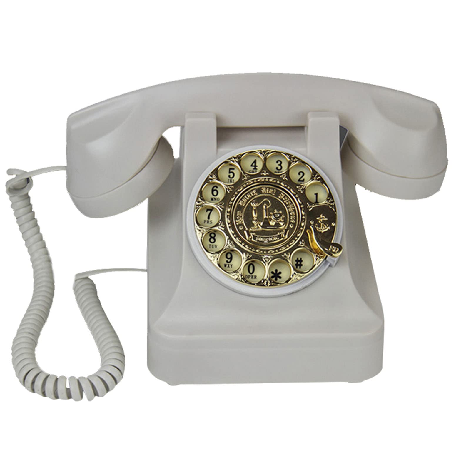 Telefoni Decorativi Telefono rotativo retrò Stile Anni '60 Telefono Domestico Vintage Vecchio Stile con suoneria Meccanica e Funzione Altoparlante? Nero, Bianco, Marrone, Rosso (Bianco)