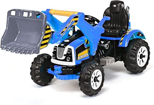 Miniatura 10 de HONEY JOY Excavadora de montar vehículos de construcción alimentados por pilas de 12 V para niños pala cargadora frontal con bocina 2 velocidades