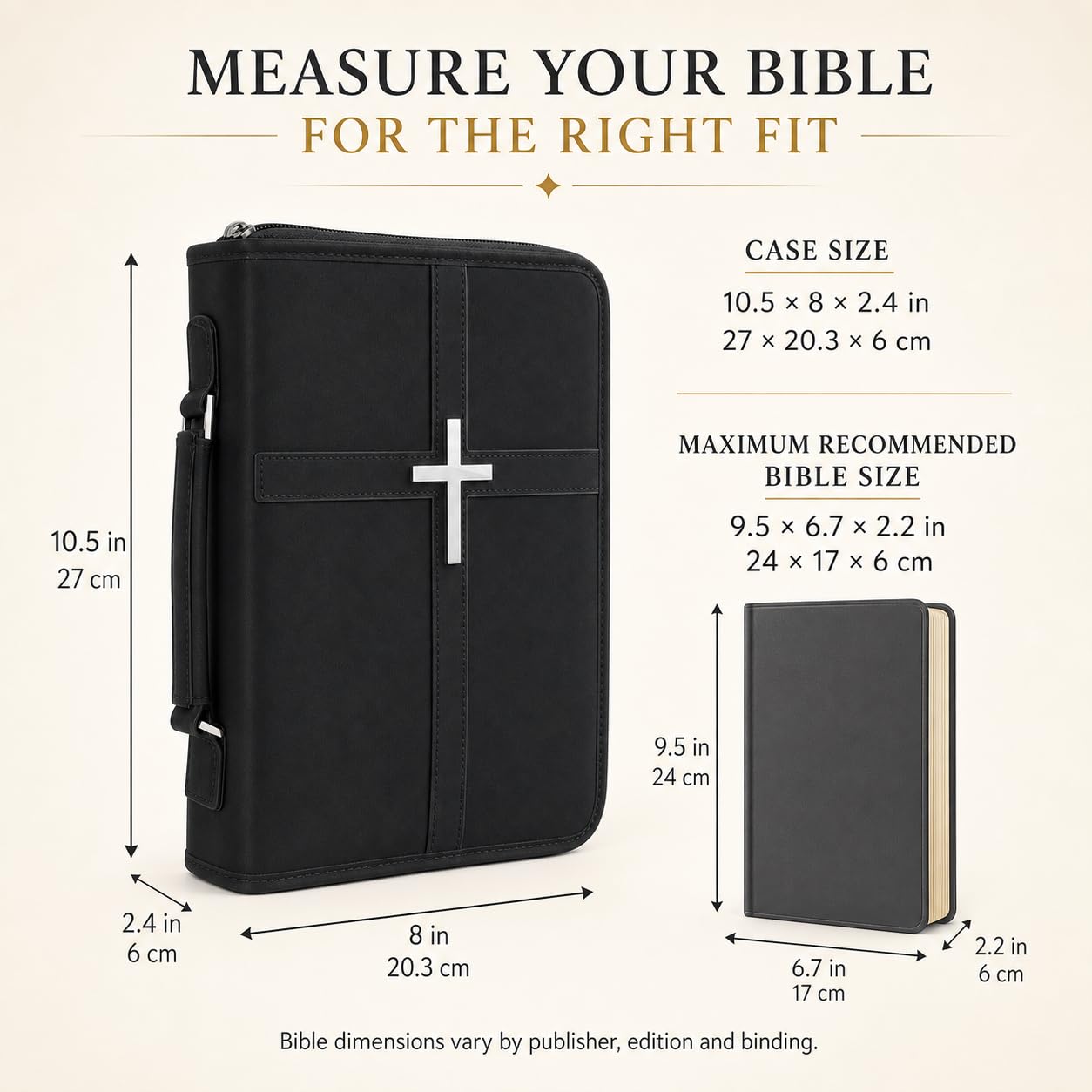 Cubierta de la Biblia, cubierta de libro para Biblia (negro)