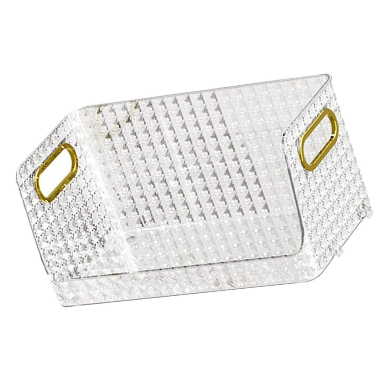 Rangement Maquillage Pinceaux Boîte De Rangement pour Cosmétiques, Organisateur Maquillage À Base Stable Et Motif Géométrique Organisateur Cosmétique Chambre(Transparent)