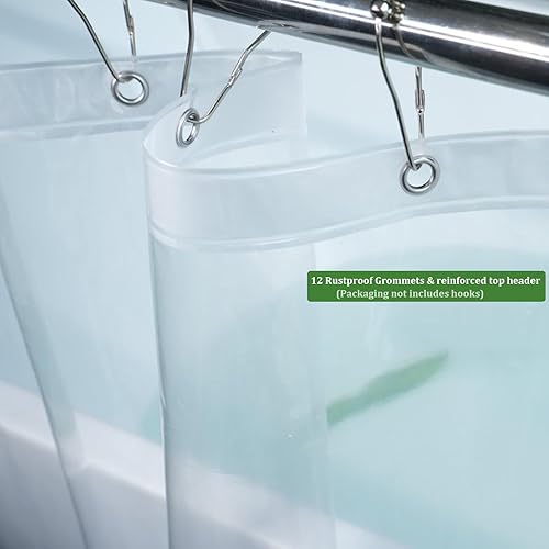 Miniatura 2 de Cortina de ducha corta de 60 pulgadas de largo, forro de ducha grueso de PEVA transparente con 3 imanes, cortina de ducha de plástico transparente
