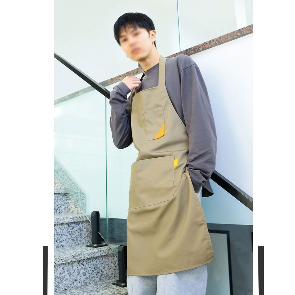 NEBE Delantal de camarero Delantal coreano Barista tienda de té de la leche cocina comedor lienzo estudio de arte barbería ropa de trabajo for hombres y mujeres Delantales Delantal