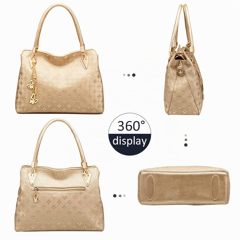 Pahajim Set Borse Donna 4 Pezzi Moda Borsa a Mano Elegante Borsa Bauletto in PU Pelle Borsetta Tracolla Media (Bianco)