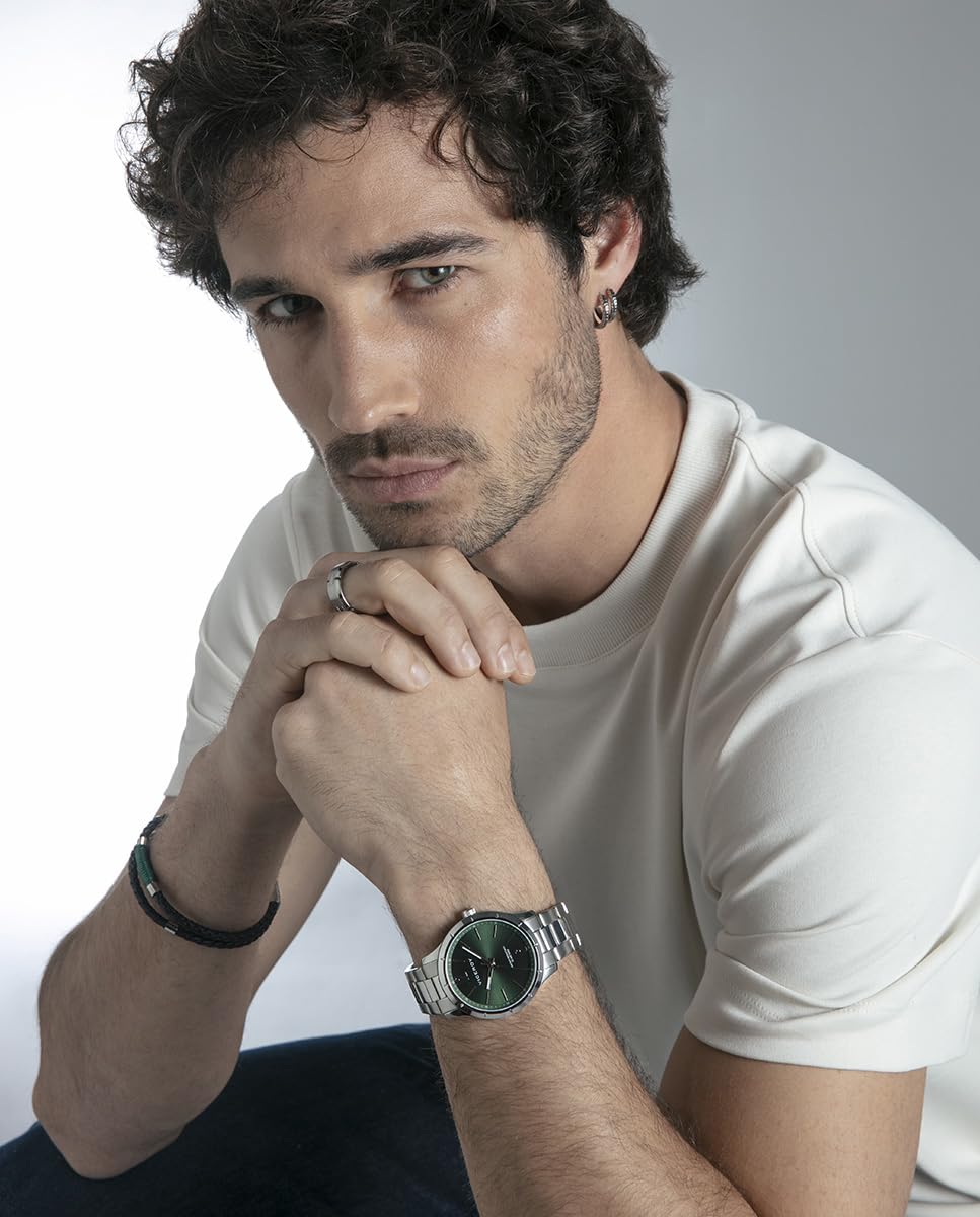 Viceroy Reloj Hombre Elegante para Vestir de Acero Inoxidable - 41 mm - Movimiento de Cuarzo - Bisel Dorado - 401493