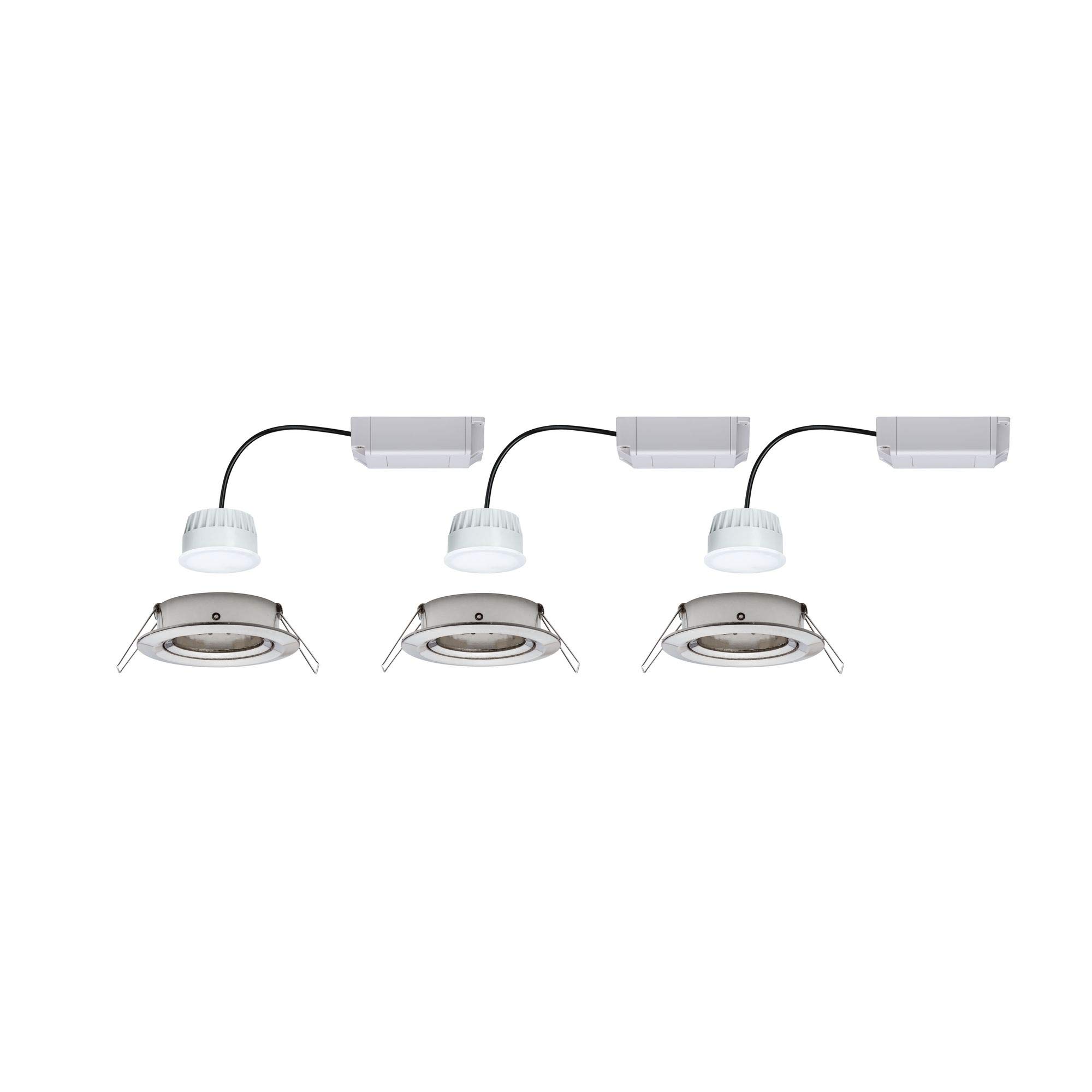 Paulmann 92959 SmartHome Zigbee Einbauleuchten-Set LED Coin Nova Plus 3x6,5W dimmbar Eisen gebürstet