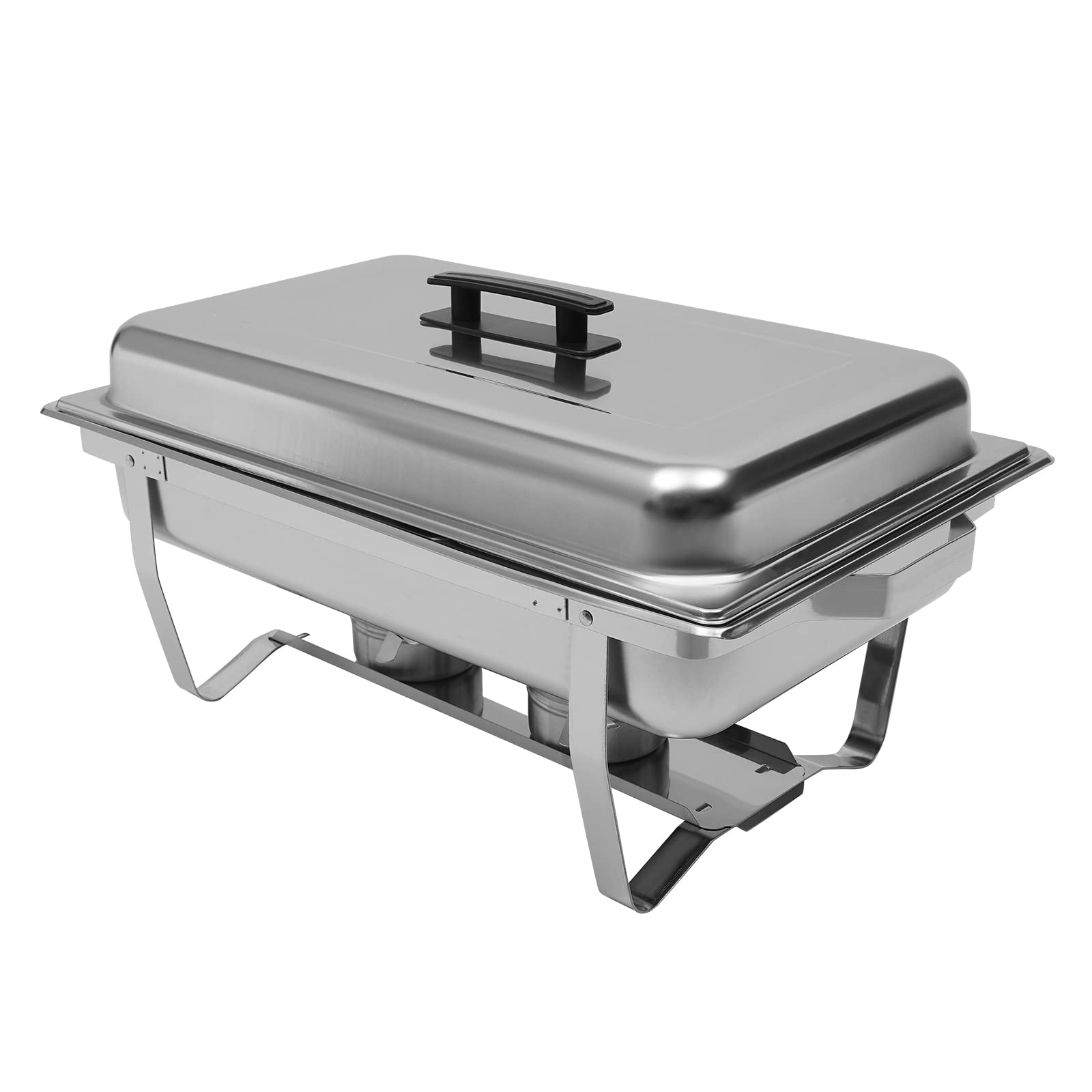 Contenitore in acciaio inox da 8 l, con tre padelle, scaldavivande Chafing Dish con supporto pieghevole, scalda buffet per caffetterie, hotel, mense scolastiche, banchetti, 60 x 34,5 x 30 cm