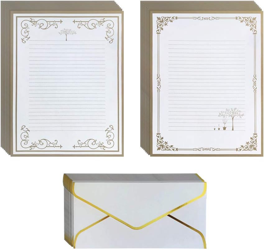 Vintage Lined Stationery Paper and Envelopes Set including