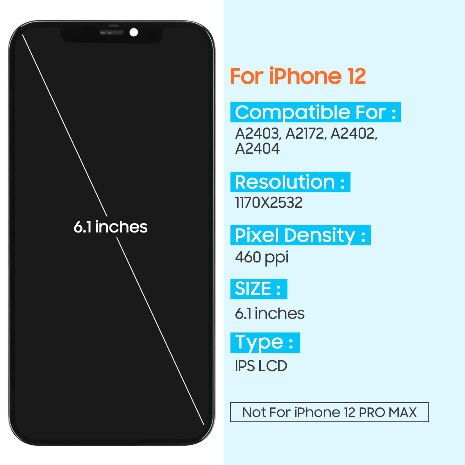Tela de substituição para iPhone 12 LCD para iPhone 12/12 Pro Tela