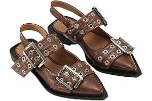 Women Buckle Ballet Flats Pointed Toe Slingback Casual Comfortable Ballerina Walking Flats