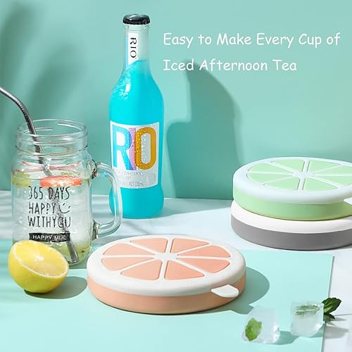 Miniatura 5 de Paquete de 2 bandejas redondas de silicona para cubitos de hielo con tapa de sellado 22 moldes de cubitos de hielo triturados de fácil liberación