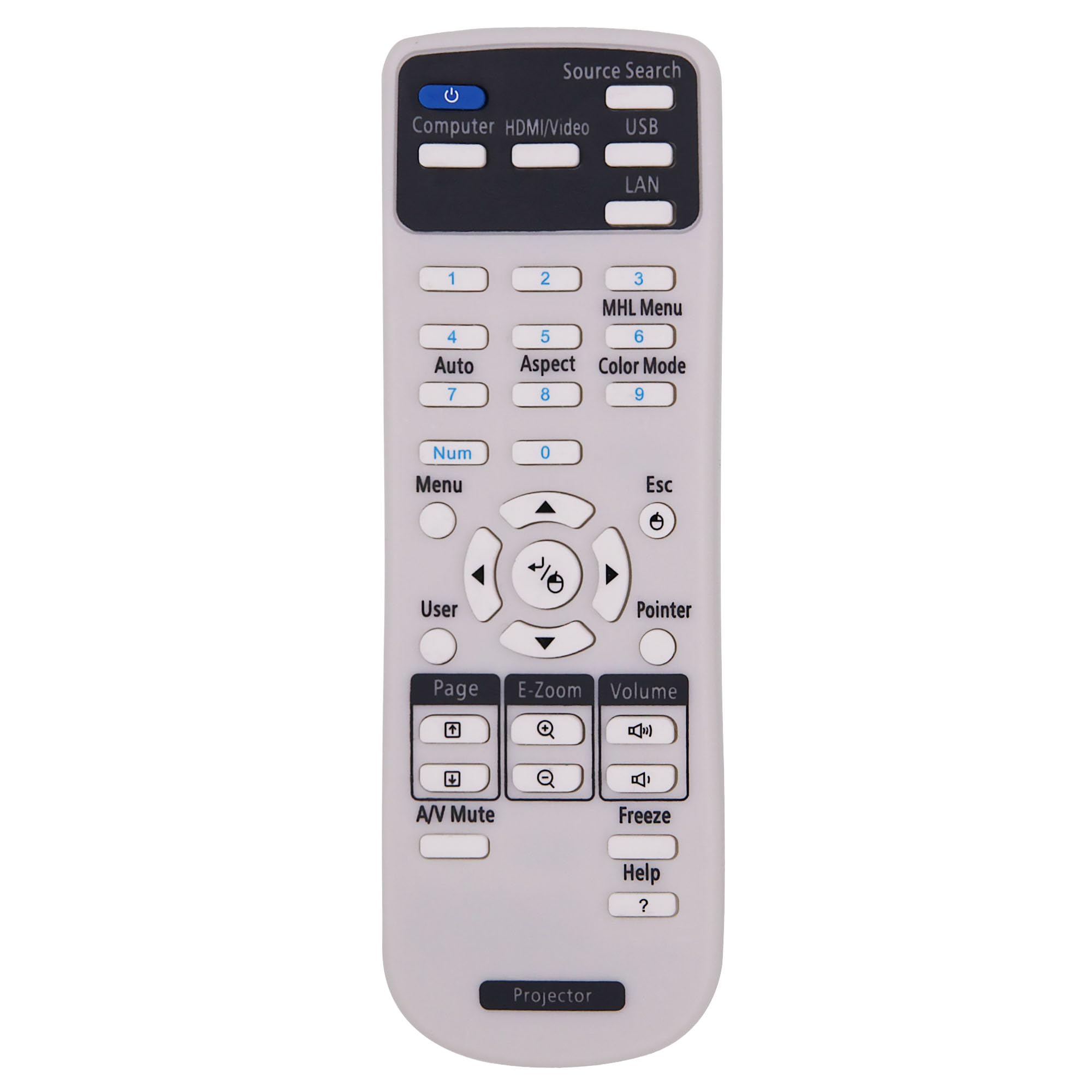 NJALNKHMReplacement Projector Remote Control for Epson Projectors EB-108 2042 2142W 2247U 960W 970 980W 990U S39 S41 U42 W05 W140 W39 EX3220 EX5220 EX5230