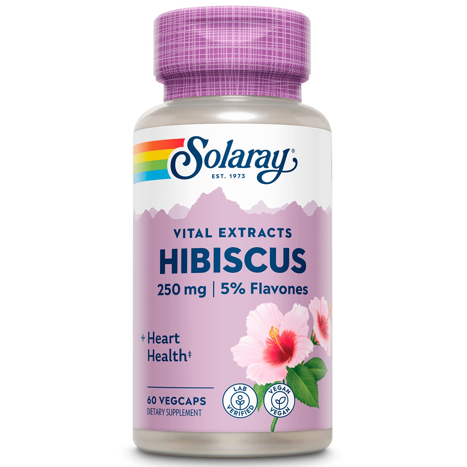 SOLARAY Hibiscus Flower Extract Capsules | Healthy Cardiovascular Function Support | Non-GMO, Vegan | 60 VegCaps
