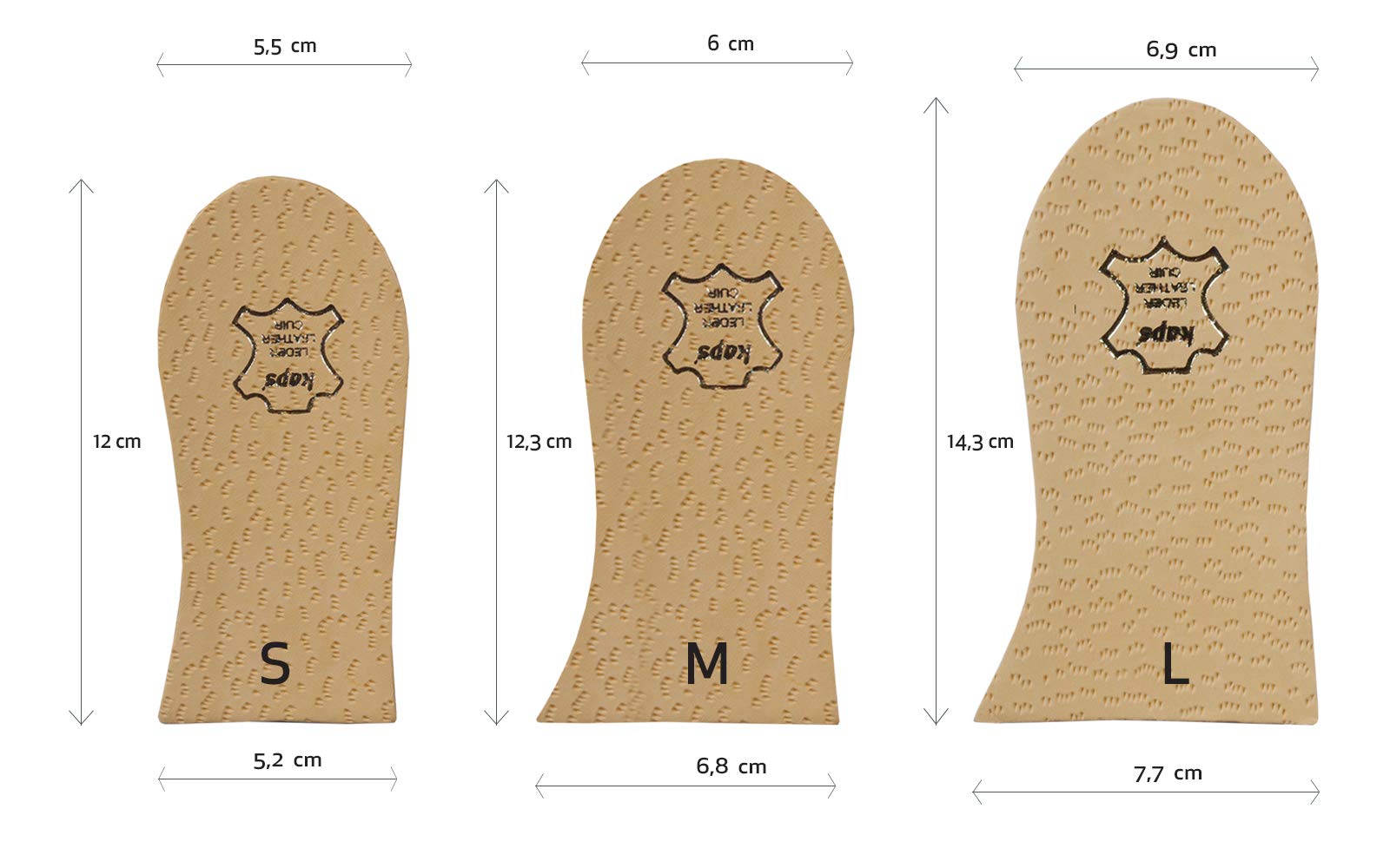 Heel Lift Elevator, Heel Raise, Heel Pad, Orthotic Wedge, Shoe Pad, Many Widths and Heights, Leather Cover, Kaps Topmed, Supplied to NHS, 2 Pieces Left and Right (height 10 mm / 0.4 inch - size M)