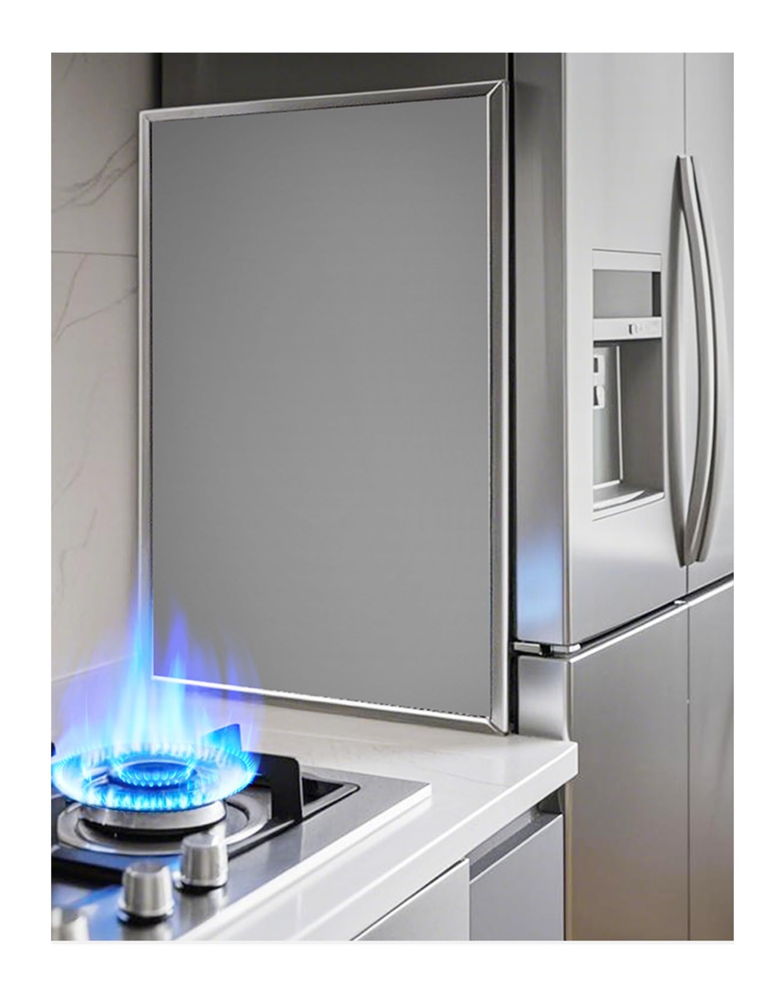 Protector térmico Pro Kitchen, panel de acero inoxidable, resistente al fuego y al calor for protección de estufas, refrigeradores y gabinetes,protector contra salpicaduras(39.0x23.4in/)