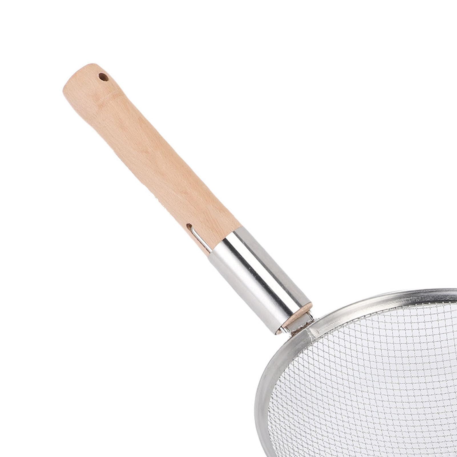 Feinmaschiger Schaumlöffel aus Edelstahl mit Holzgriff Zum Kochen in der Küche zu Hause, 25,4 Cm (30cm)